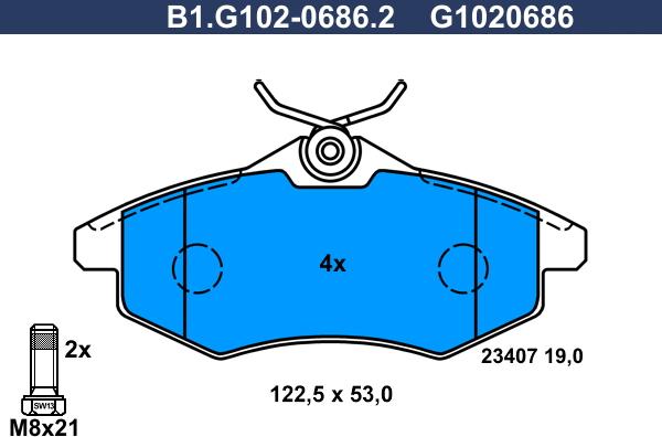 Galfer B1.G102-0686.2 - Kit de plaquettes de frein, frein à disque cwaw.fr