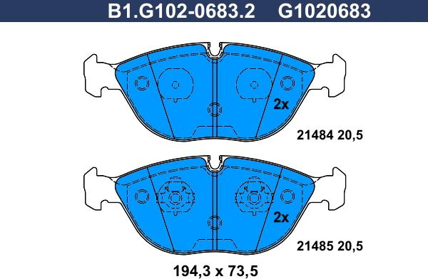 Galfer B1.G102-0683.2 - Kit de plaquettes de frein, frein à disque cwaw.fr