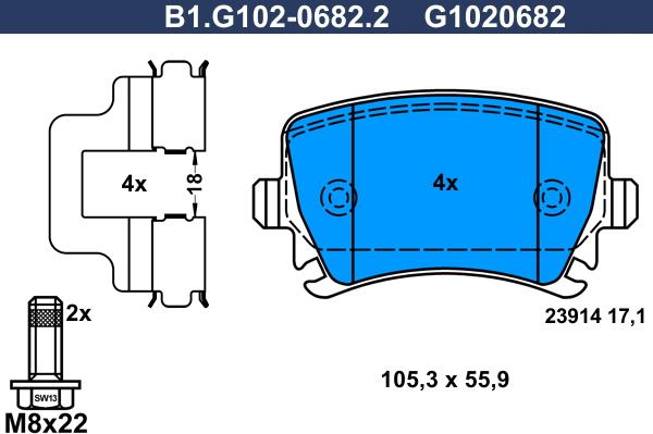 Galfer B1.G102-0682.2 - Kit de plaquettes de frein, frein à disque cwaw.fr