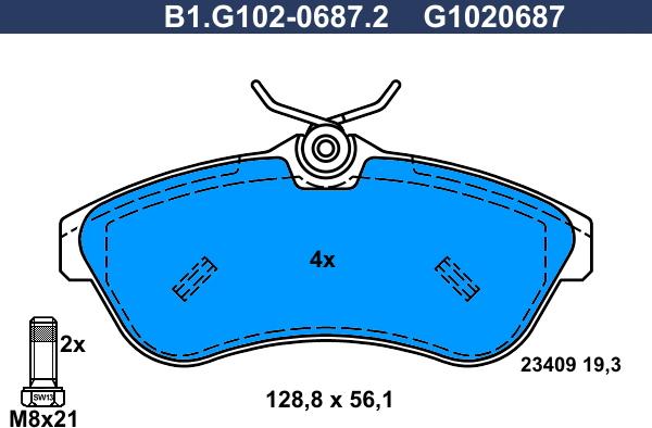 Galfer B1.G102-0687.2 - Kit de plaquettes de frein, frein à disque cwaw.fr