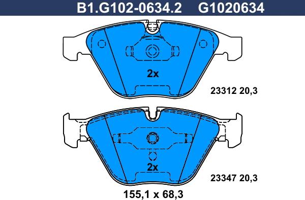 Galfer B1.G102-0634.2 - Kit de plaquettes de frein, frein à disque cwaw.fr