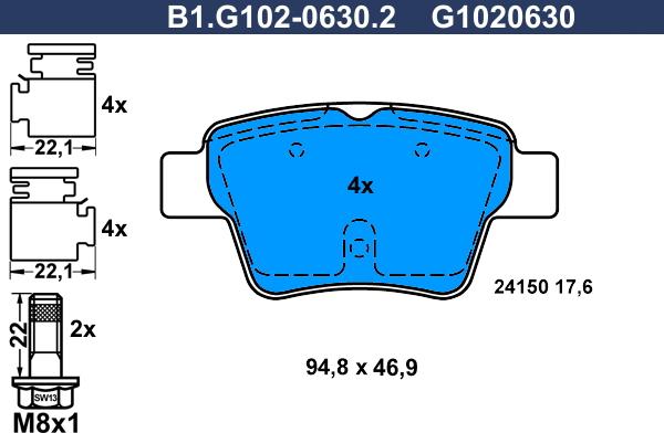 Galfer B1.G102-0630.2 - Kit de plaquettes de frein, frein à disque cwaw.fr