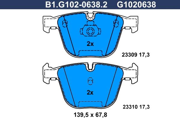 Galfer B1.G102-0638.2 - Kit de plaquettes de frein, frein à disque cwaw.fr