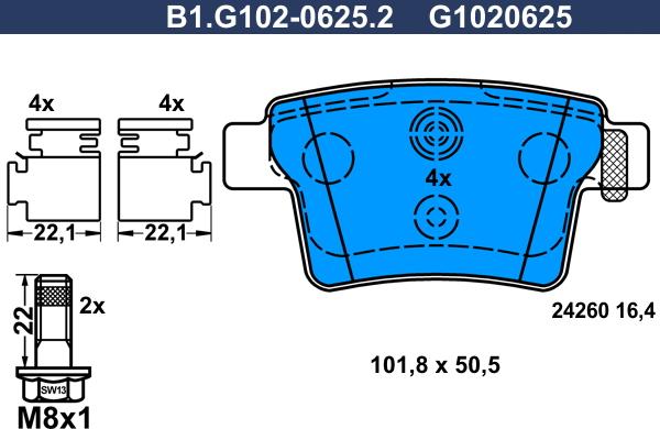 Galfer B1.G102-0625.2 - Kit de plaquettes de frein, frein à disque cwaw.fr