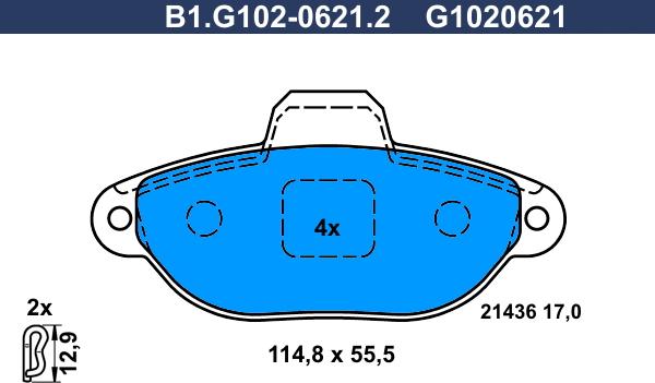 Galfer B1.G102-0621.2 - Kit de plaquettes de frein, frein à disque cwaw.fr