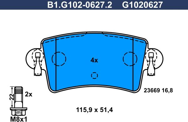 Galfer B1.G102-0627.2 - Kit de plaquettes de frein, frein à disque cwaw.fr