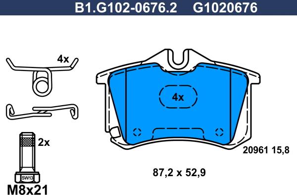 Galfer B1.G102-0676.2 - Kit de plaquettes de frein, frein à disque cwaw.fr