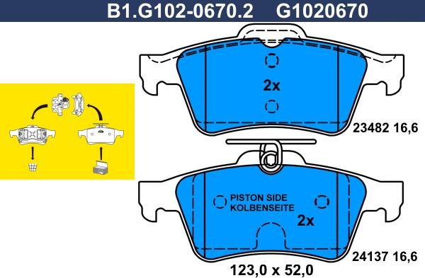 Galfer B1.G102-0670.2 - Kit de plaquettes de frein, frein à disque cwaw.fr