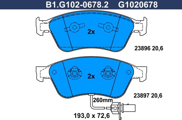 Galfer B1.G102-0678.2 - Kit de plaquettes de frein, frein à disque cwaw.fr