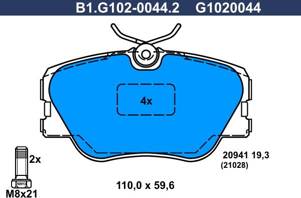 Galfer B1.G102-0044.2 - Kit de plaquettes de frein, frein à disque cwaw.fr