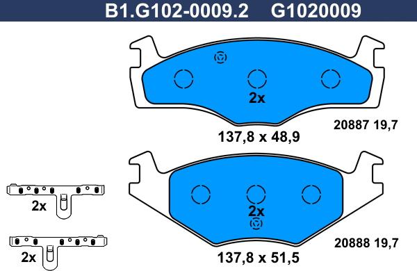 Galfer B1.G102-0009.2 - Kit de plaquettes de frein, frein à disque cwaw.fr