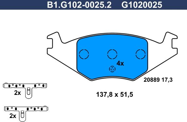 Galfer B1.G102-0025.2 - Kit de plaquettes de frein, frein à disque cwaw.fr