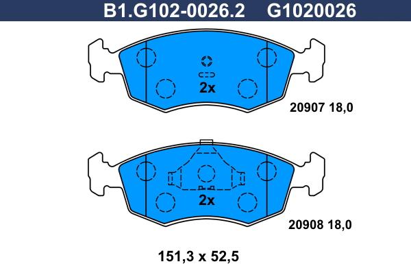 Galfer B1.G102-0026.2 - Kit de plaquettes de frein, frein à disque cwaw.fr