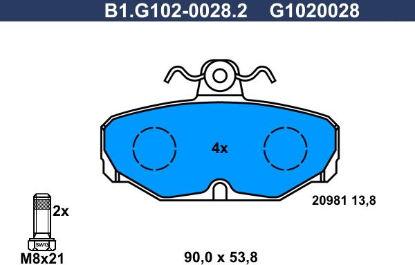 Galfer B1.G102-0028.2 - Kit de plaquettes de frein, frein à disque cwaw.fr