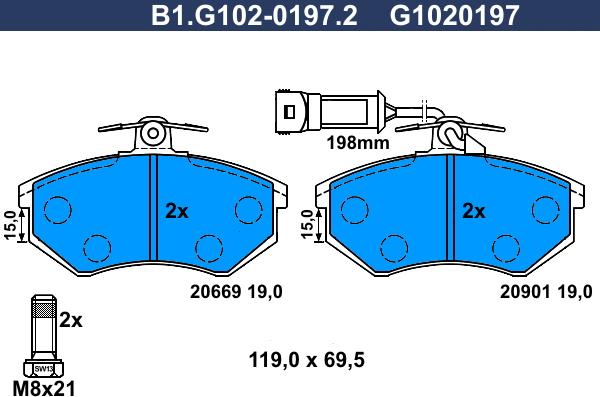 Galfer B1.G102-0197.2 - Kit de plaquettes de frein, frein à disque cwaw.fr