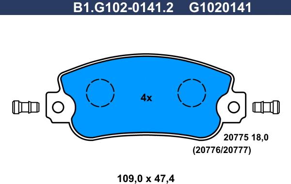 Galfer B1.G102-0141.2 - Kit de plaquettes de frein, frein à disque cwaw.fr