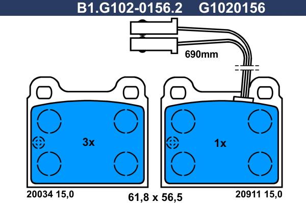 Galfer B1.G102-0156.2 - Kit de plaquettes de frein, frein à disque cwaw.fr