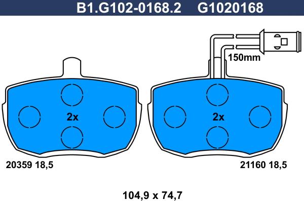 Galfer B1.G102-0168.2 - Kit de plaquettes de frein, frein à disque cwaw.fr