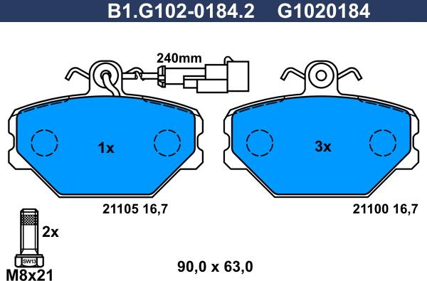 Galfer B1.G102-0184.2 - Kit de plaquettes de frein, frein à disque cwaw.fr