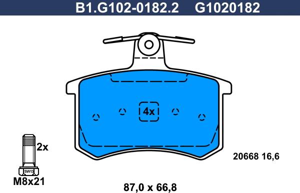 Galfer B1.G102-0182.2 - Kit de plaquettes de frein, frein à disque cwaw.fr