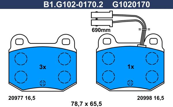 Galfer B1.G102-0170.2 - Kit de plaquettes de frein, frein à disque cwaw.fr