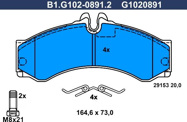 Galfer B1.G102-0891.2 - Kit de plaquettes de frein, frein à disque cwaw.fr