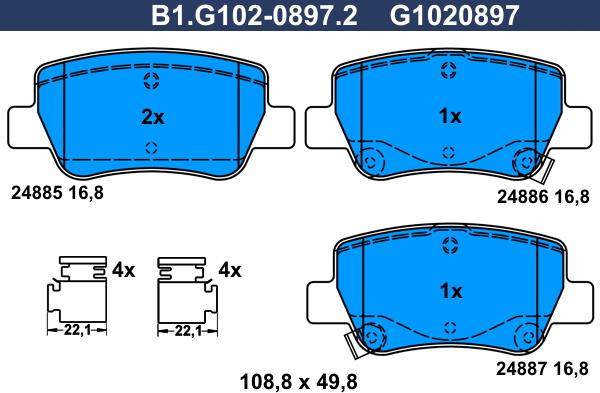 Galfer B1.G102-0897.2 - Kit de plaquettes de frein, frein à disque cwaw.fr