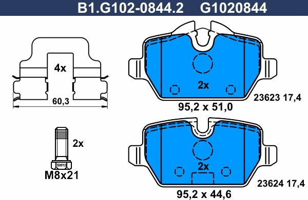 Galfer B1.G102-0844.2 - Kit de plaquettes de frein, frein à disque cwaw.fr