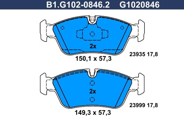 Galfer B1.G102-0846.2 - Kit de plaquettes de frein, frein à disque cwaw.fr