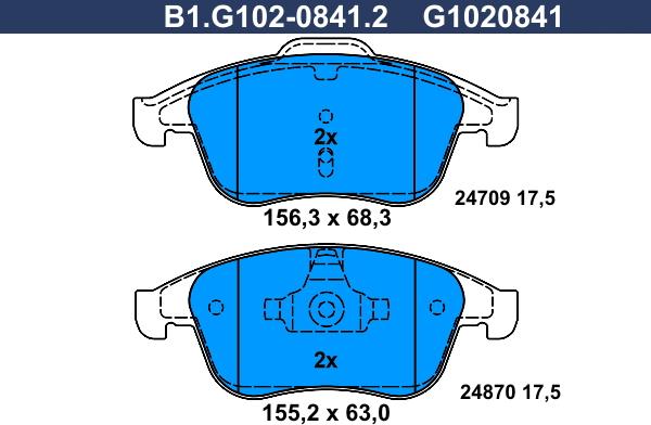 Galfer B1.G102-0841.2 - Kit de plaquettes de frein, frein à disque cwaw.fr