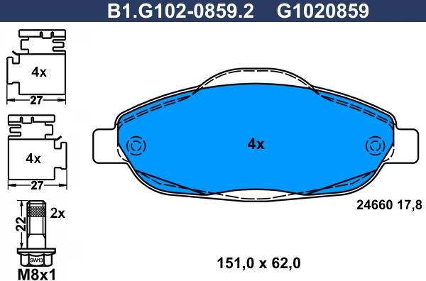 Galfer B1.G102-0859.2 - Kit de plaquettes de frein, frein à disque cwaw.fr