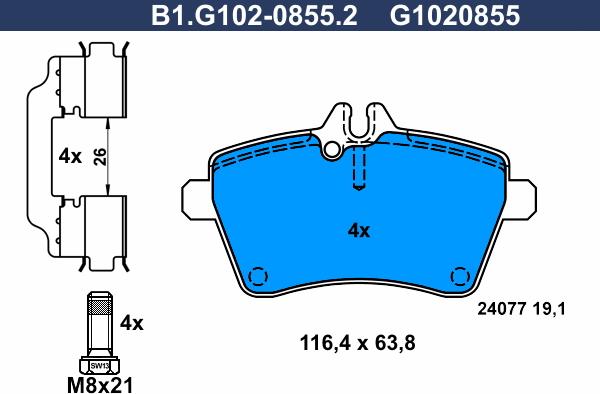 Galfer B1.G102-0855.2 - Kit de plaquettes de frein, frein à disque cwaw.fr