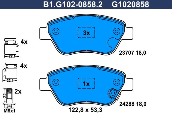 Galfer B1.G102-0858.2 - Kit de plaquettes de frein, frein à disque cwaw.fr