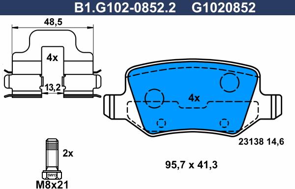 Galfer B1.G102-0852.2 - Kit de plaquettes de frein, frein à disque cwaw.fr