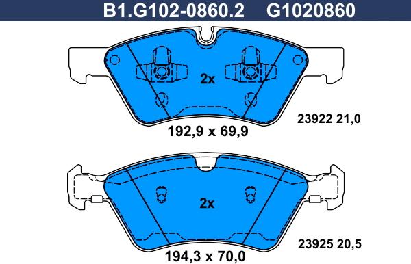 Galfer B1.G102-0860.2 - Kit de plaquettes de frein, frein à disque cwaw.fr