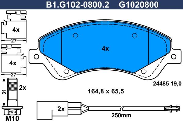 Galfer B1.G102-0800.2 - Kit de plaquettes de frein, frein à disque cwaw.fr