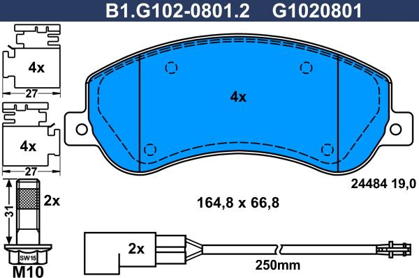 Galfer B1.G102-0801.2 - Kit de plaquettes de frein, frein à disque cwaw.fr