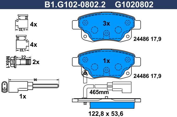 Galfer B1.G102-0802.2 - Kit de plaquettes de frein, frein à disque cwaw.fr