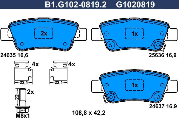 Galfer B1.G102-0819.2 - Kit de plaquettes de frein, frein à disque cwaw.fr