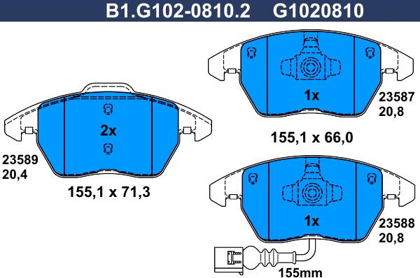 Galfer B1.G102-0810.2 - Kit de plaquettes de frein, frein à disque cwaw.fr