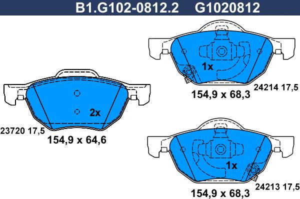 Galfer B1.G102-0812.2 - Kit de plaquettes de frein, frein à disque cwaw.fr