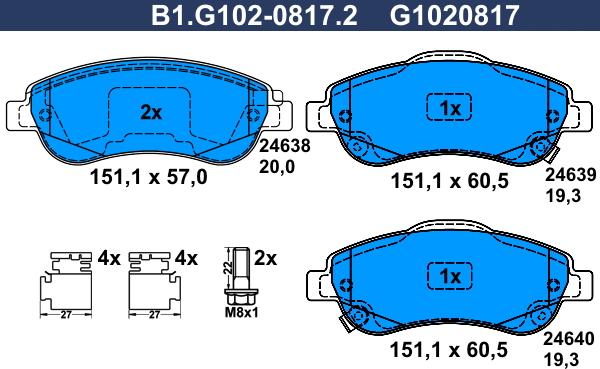 Galfer B1.G102-0817.2 - Kit de plaquettes de frein, frein à disque cwaw.fr