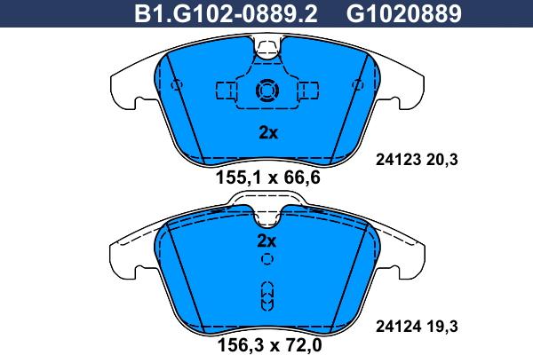 Galfer B1.G102-0889.2 - Kit de plaquettes de frein, frein à disque cwaw.fr