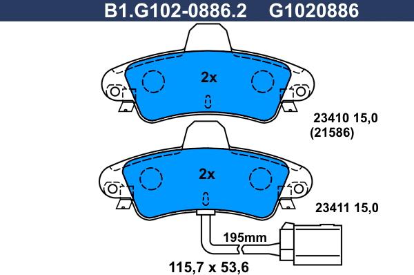 Galfer B1.G102-0886.2 - Kit de plaquettes de frein, frein à disque cwaw.fr