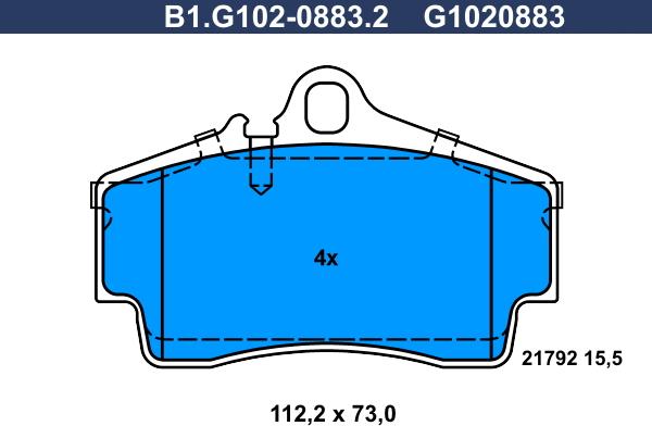 Galfer B1.G102-0883.2 - Kit de plaquettes de frein, frein à disque cwaw.fr