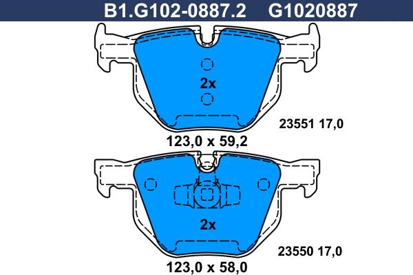 Galfer B1.G102-0887.2 - Kit de plaquettes de frein, frein à disque cwaw.fr