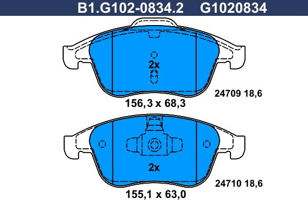 Galfer B1.G102-0834.2 - Kit de plaquettes de frein, frein à disque cwaw.fr