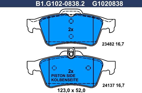 Galfer B1.G102-0838.2 - Kit de plaquettes de frein, frein à disque cwaw.fr