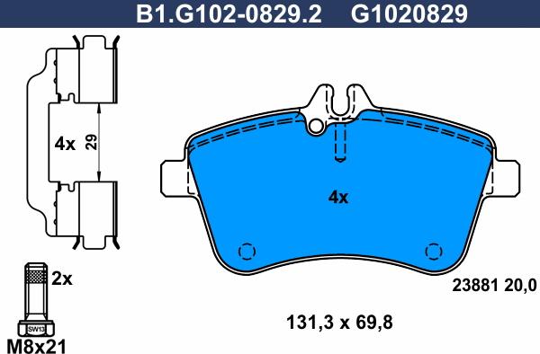 Galfer B1.G102-0829.2 - Kit de plaquettes de frein, frein à disque cwaw.fr