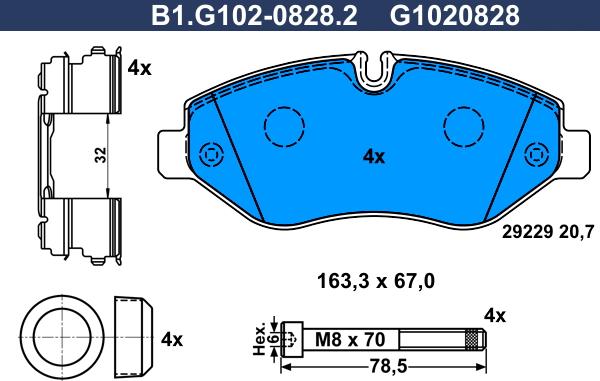 Galfer B1.G102-0828.2 - Kit de plaquettes de frein, frein à disque cwaw.fr